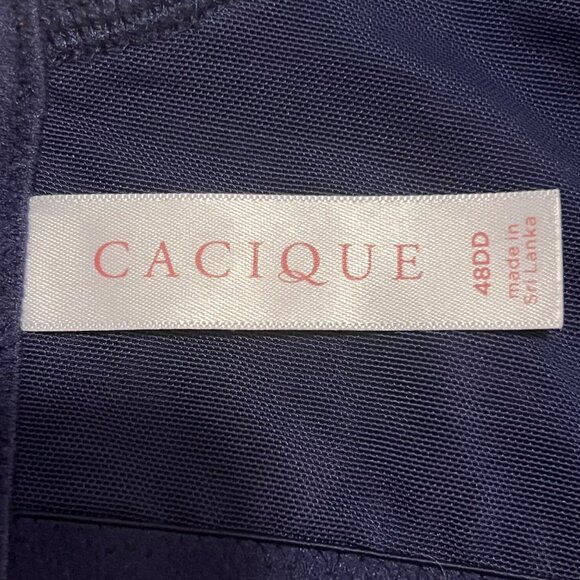 Lane Bryant Cacique 48DD Navy Lace Boost Plunge Bra With Adj Straps Comfortable - Picture 13 of 16